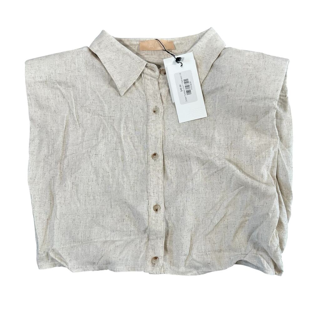Atik Women's Sebel Padded‎ Linen Shirt Oatmeal Size M